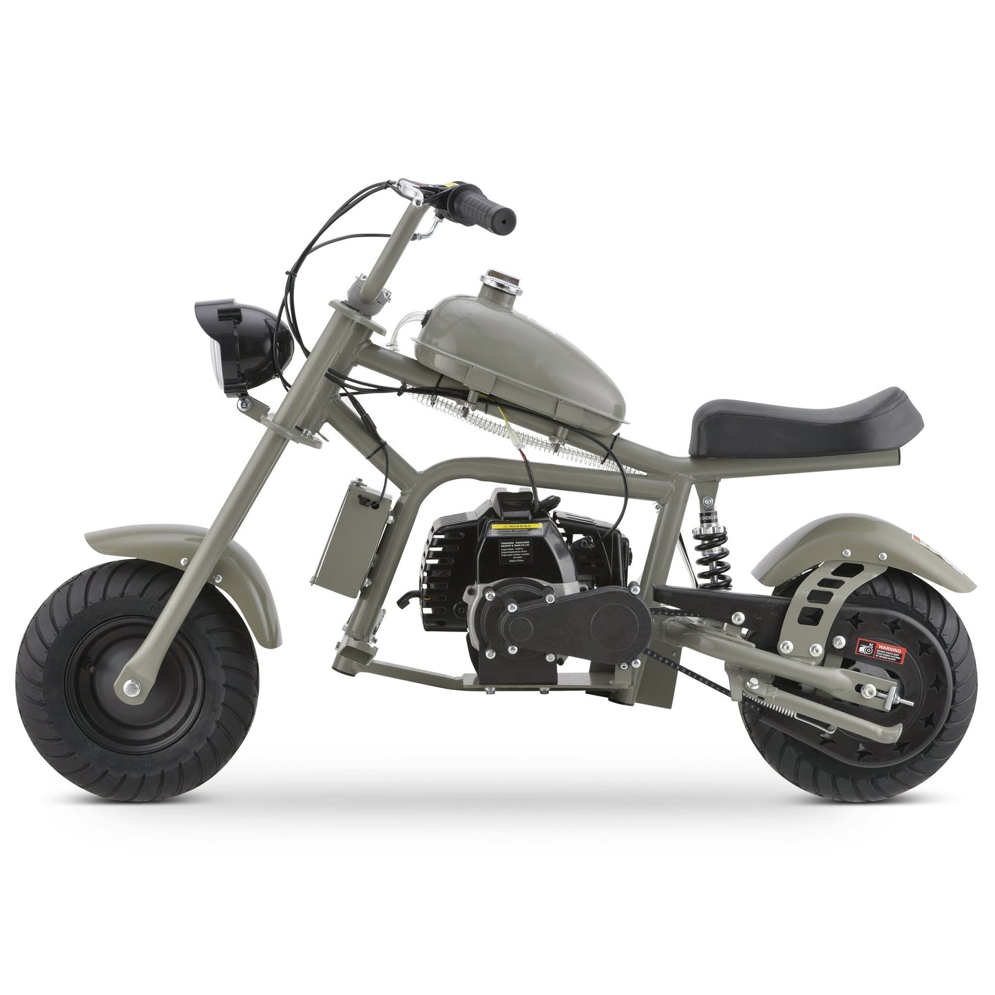 QEASET Gas Mini Chopper Bike, 40CC 4-Stroke Dirt Bike with Big Headlight, Rear Shock Absorber, Metal Frame, Disc Brakes, Max Load 165Lbs, Up to 20Mph, Gary