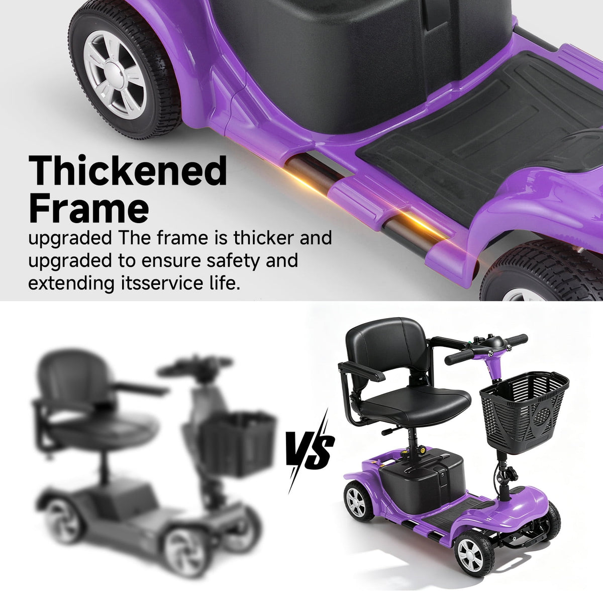 Ostrina Mobility Scooter for Seniors,300lbs Powered Wheelchair,Purple