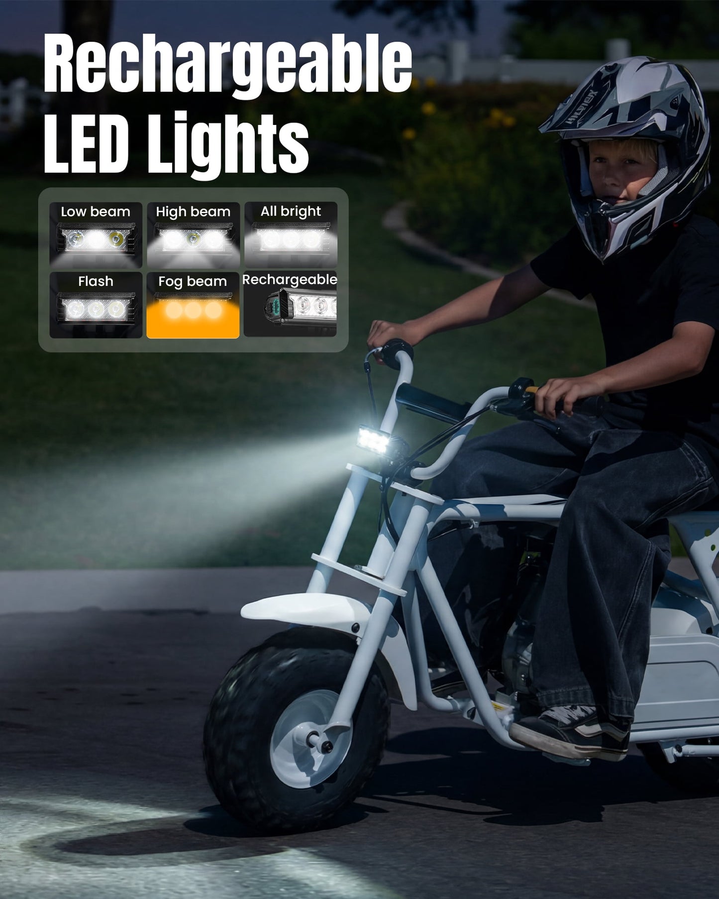 QEASET 105cc Gas Mini Dirt Bike, 4-Stroke 3HP Engine, Off-Road Ride-On Mini Bike, Ages 16+, Top Speed 25 mph, 200 lb Capacity, White