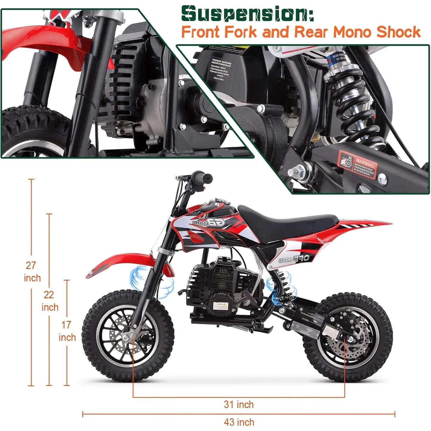 Aoemoe DB1 Gasoline 50CC Dirt Bike, RED