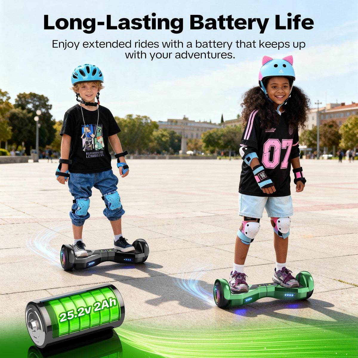 Tcdjtc Hover Self-Balance Scooter for Kids Board, Off Road Electric Scooter with LED Lights & 400W Motor, Electric Scooter with Bluetooth Speakers, Kids Scooter with 9MPH Max Speed