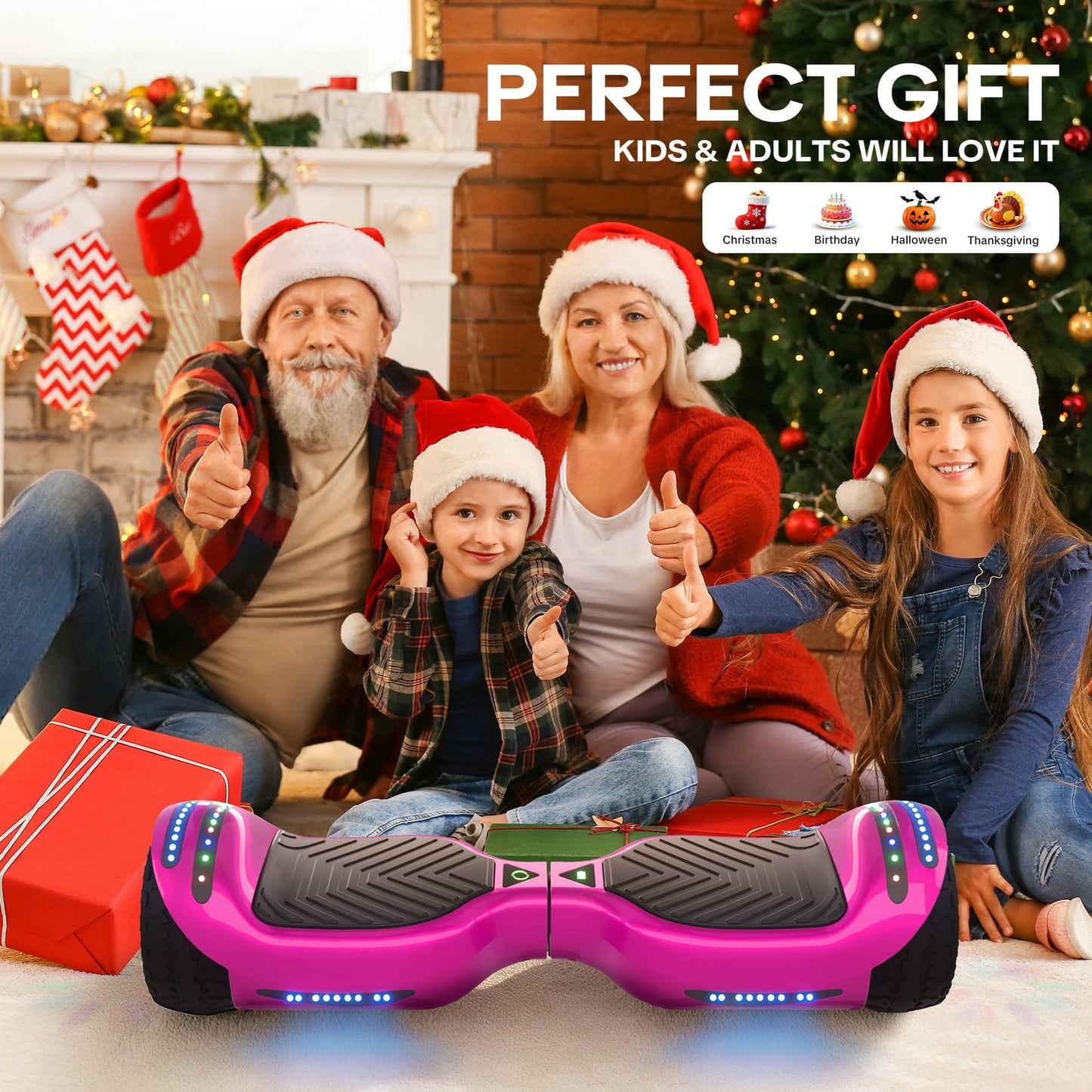 MOSTA All Terrain Self-Balance Scoote ,Electric Scooter Board for Kids & Adults with Bluetooth and Led Lights,6.5 inch,165 lbs capacity Perfect Gift