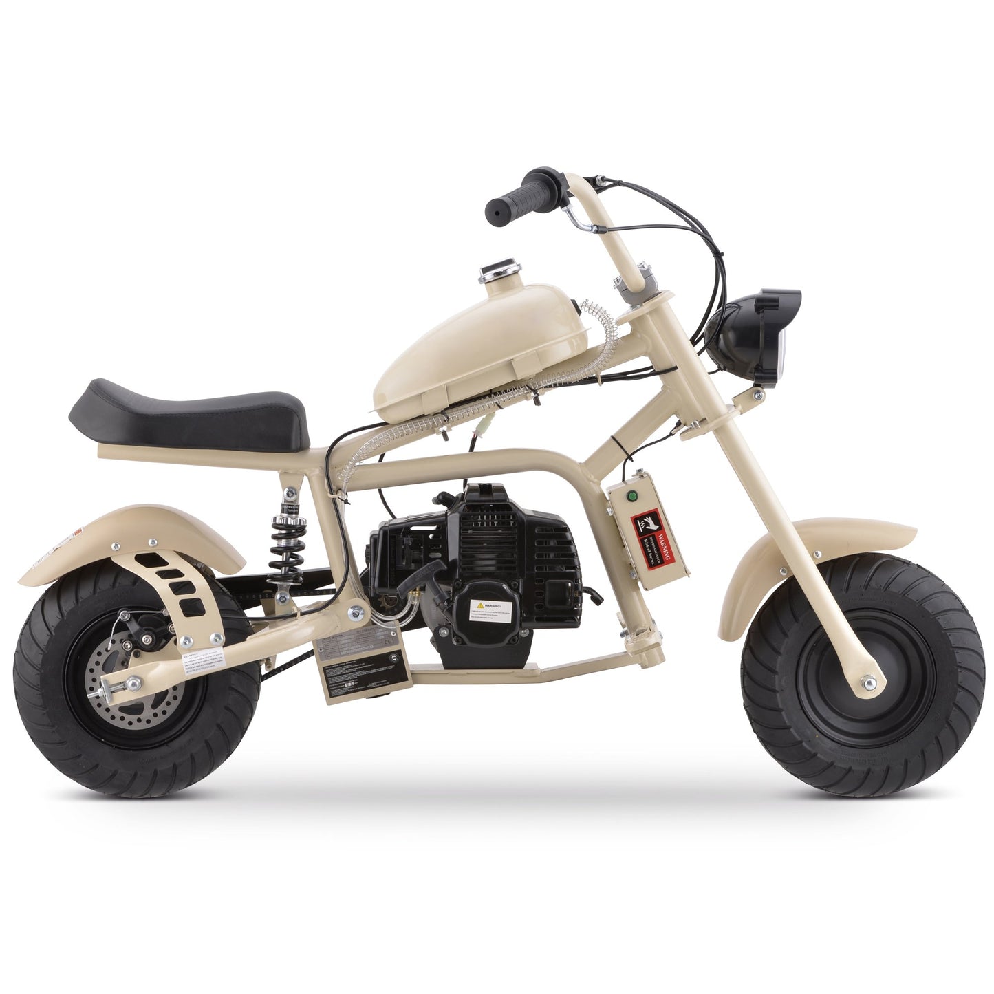 QEASET Gas Mini Chopper Bike, 40CC 4-Stroke Dirt Bike with Big Headlight, Rear Shock Absorber, Metal Frame, Disc Brakes, Max Load 165Lbs, Up to 20Mph, Sand