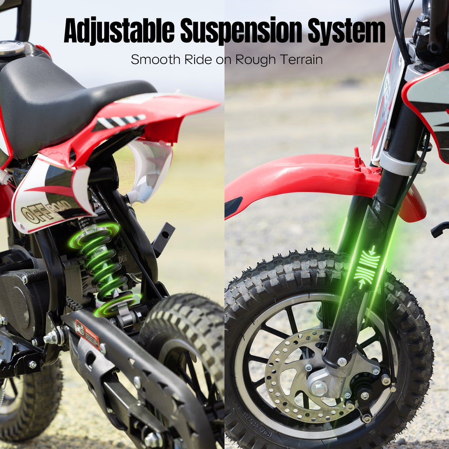 QEASET 39CC Dirt Bike, Gas Powered Mini Bike, Red