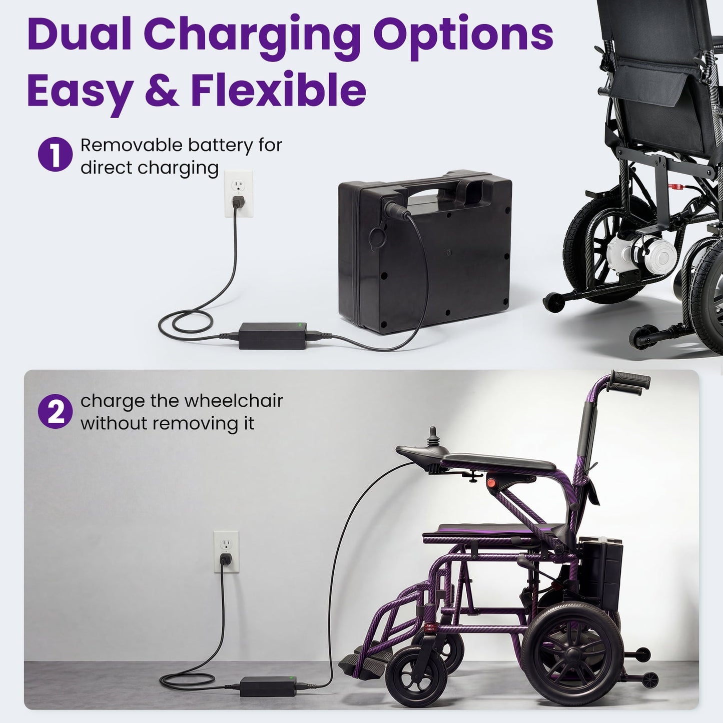 Arshin Electric Wheelchair for Adults - 20+ mile Motorized Wheelchair with 286+ lb Capacity,360°Joystick Control,Portable Lightweight Foldable(Black)