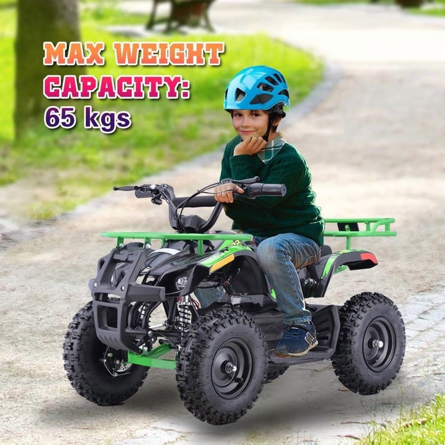QEASET Electric atv Dirt Quad, 36V 500W Motor, 12-16mph Speed, Twist Grip Acceleration & Hand Operated Disc Brakes,Knobby Air Tires, Multiple Colors, Holiday Gifts