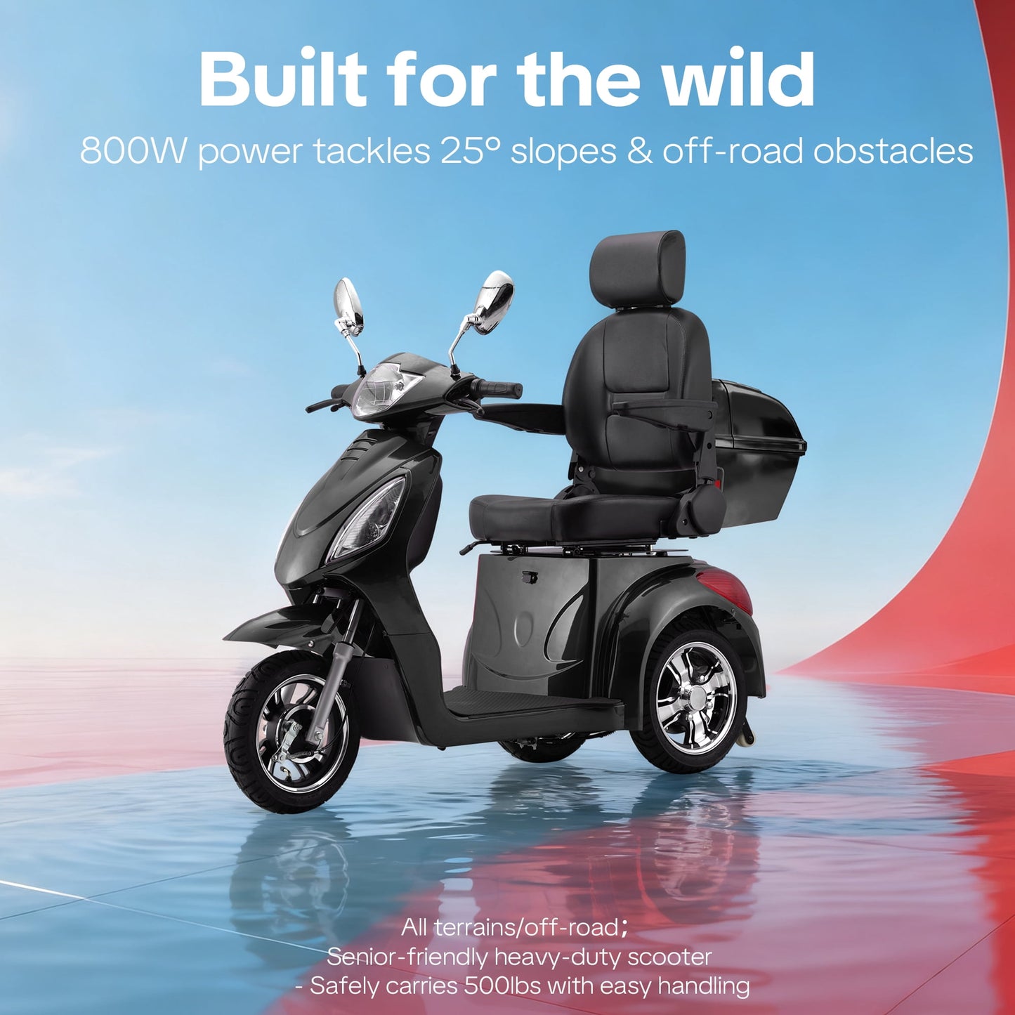 Upgraded Heavy Duty Mobility Scooter for Adults & Seniors - 500 lb Capacity,31-Mile Range,800W Motor for Travel & Outdoors by Arshin,Folds for Storage(Black)