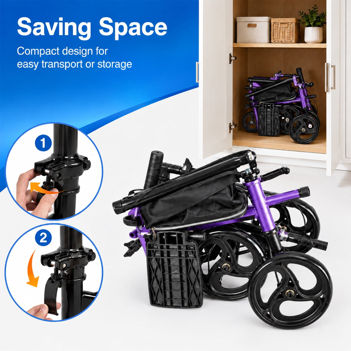 Ostrina Knee Scooter,All Terrain Foldable Knee Scooter Walker,Disc Brake Knee Walker for Foot Injuries,Compact Crutches Alternative