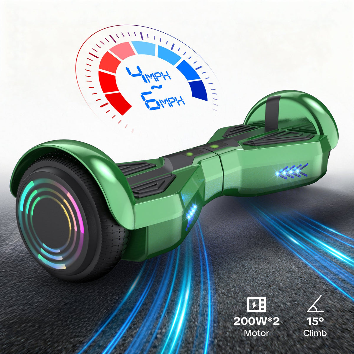 Tcdjtc Hover Self-Balance Scooter for Kids Board, Off Road Electric Scooter with LED Lights & 400W Motor, Electric Scooter with Bluetooth Speakers, Kids Scooter with 9MPH Max Speed