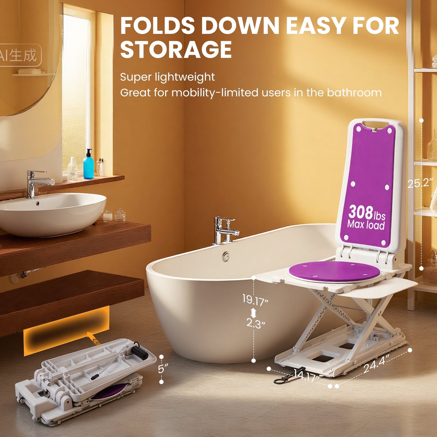 Arshin Sit to Stand Lift with Wheels,Stand Assist Patient Transfer Device for Elderly Home Care-Purple