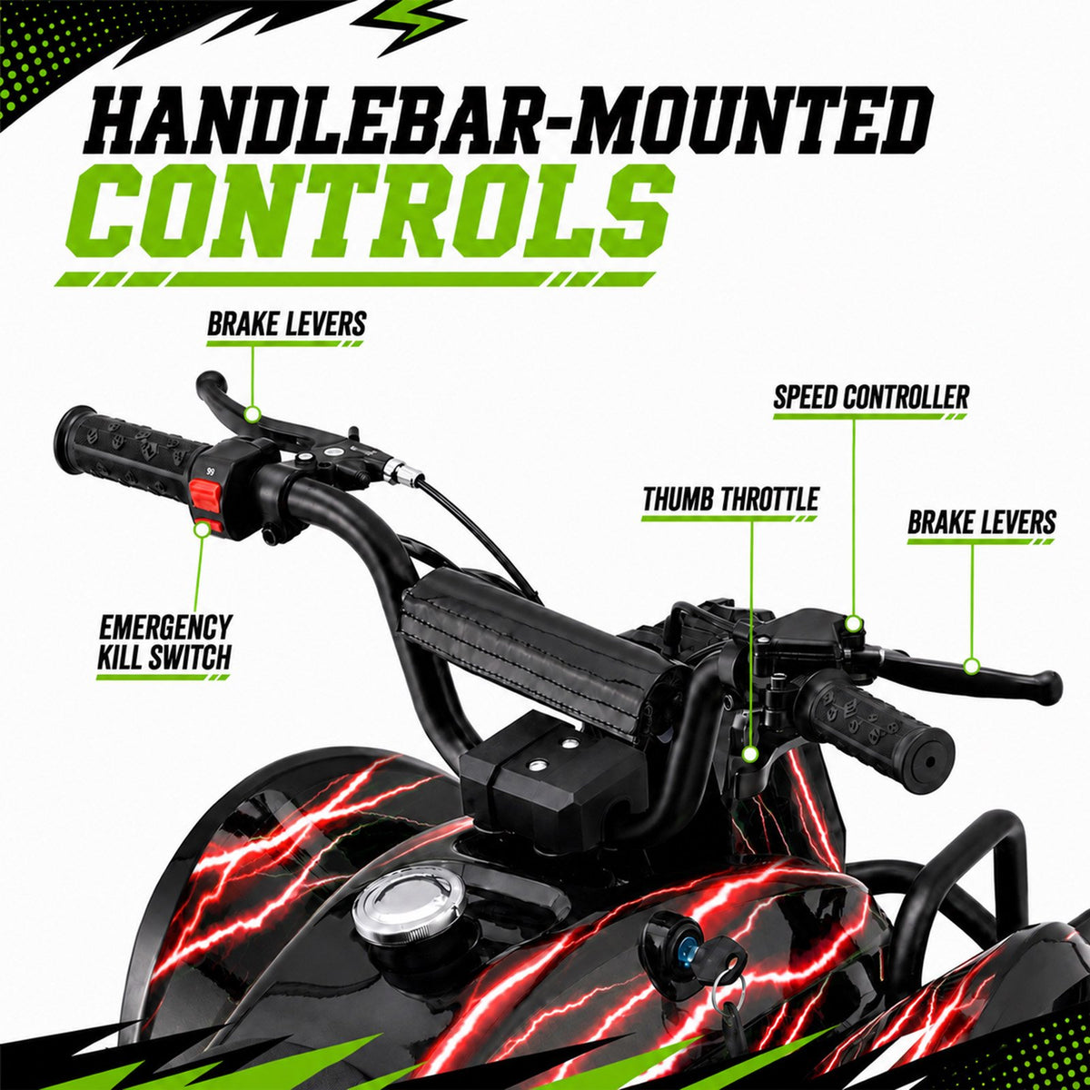 40cc Teen Gas ATV, Gas Powered 4 Wheeler for Teens 13+, 4-Stroke Beginner ATV, Up to 15 MPH, Adjustable Speed, Safety Switches, Front & Rear Brakes - Red