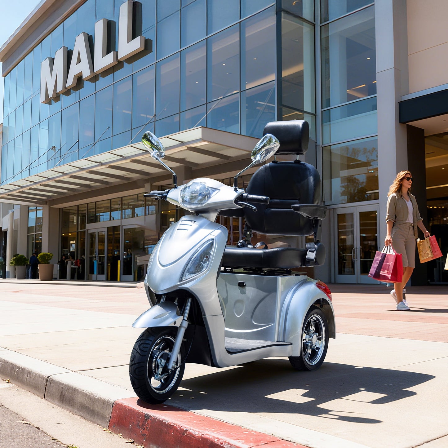 Upgrade Heavy Duty 3 Wheel Mobility Scooter for Seniors & Adults 500lbs Capacity,Arshin Electric Powered Wheelchair Device for Travel,800W All Terrain Mobility Scooter,31 Miles Range,7-15 Mph(Silver)