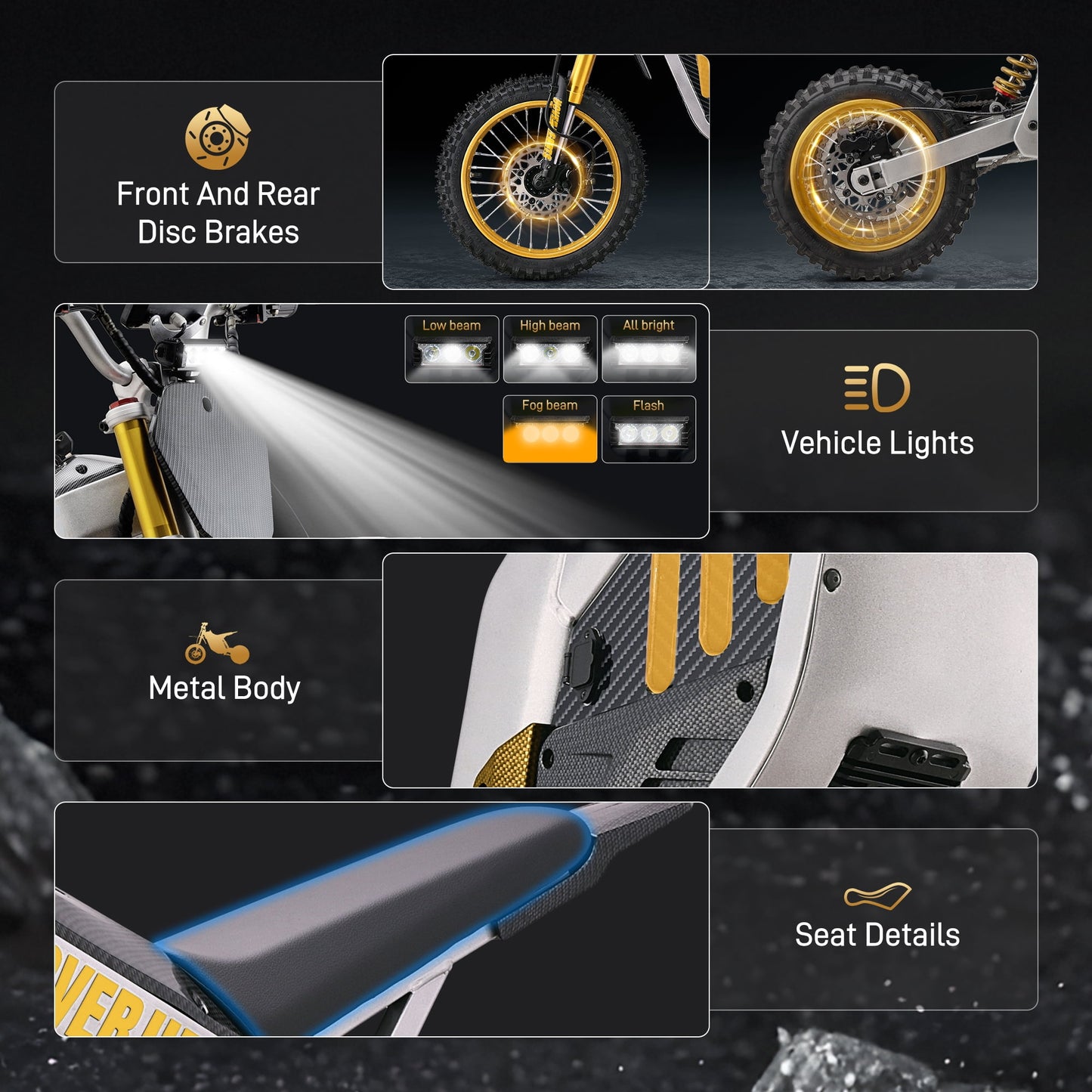 Electric Dirt Bike with 3000W Motor, Pescroa Electric Motorcycle with 42MPH Max Speed, Kids & Adults Dirt Bike for Ages 13+, Kids Motorcycle with 50 Miles Max Range, Dual Hydraulic Disc Brakes