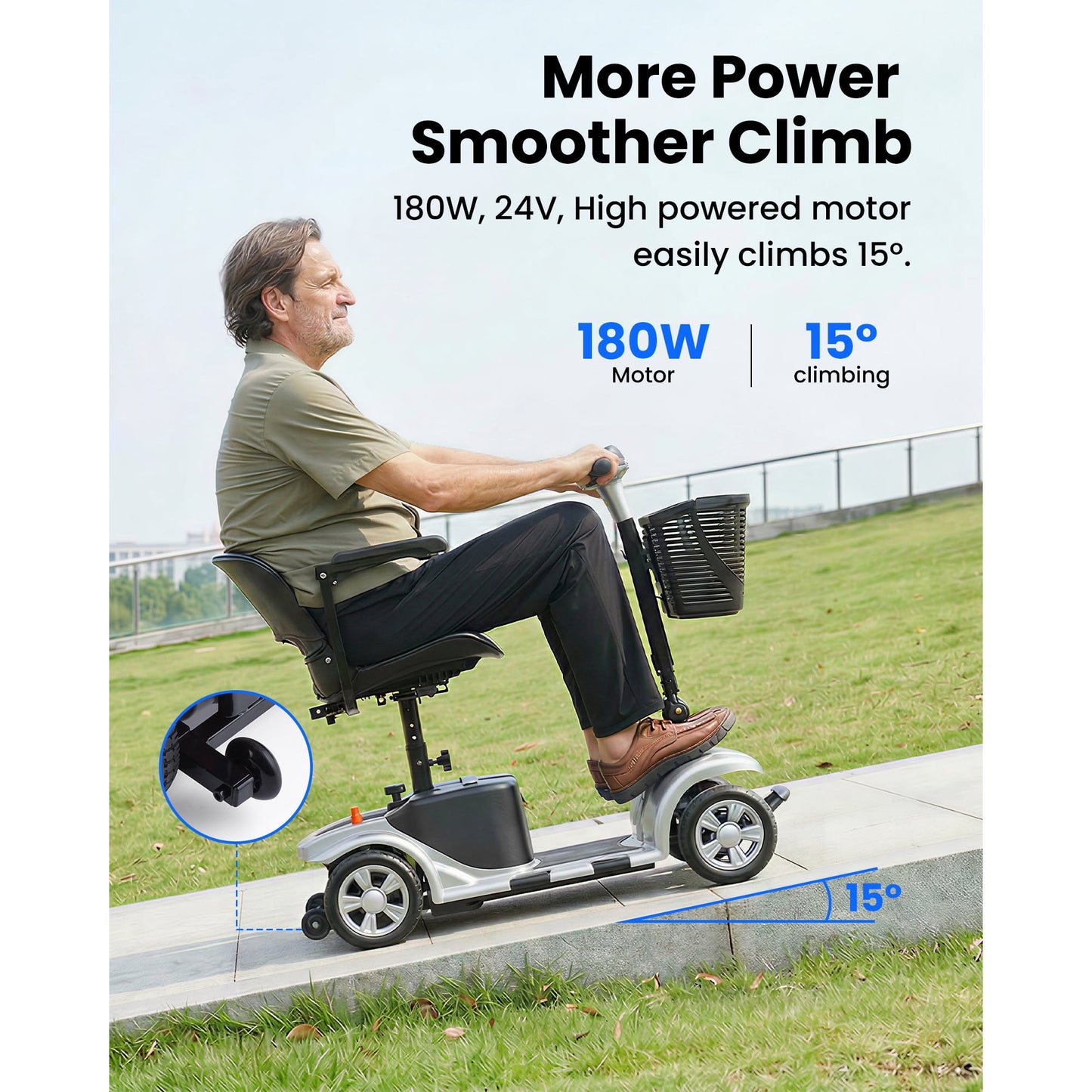 QEASET 4 Wheel Mobility Scooter,Mobility Scooter for Adults, Senior, Electric Powered Chargeable Device for Travel, Gifts for the elderly