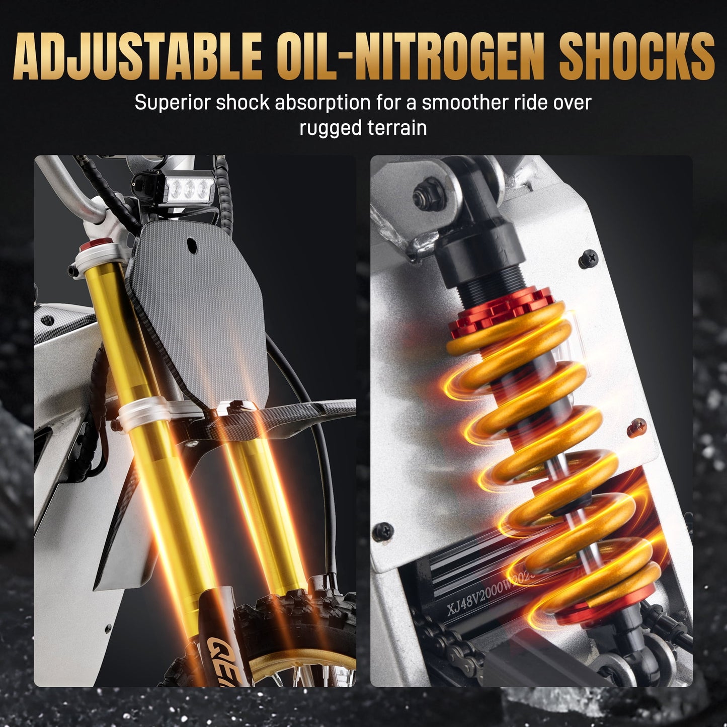 Teen Electric Dirt Bike 48V 3000W (Peak Power) – Trail-Ready Power, 25 mi Range, Gold