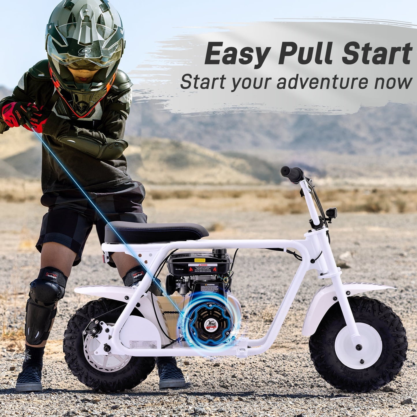 Aoemoe 99CC MB001 Gasoline Mini Dirt Bike,4-Stroke 18MPH Off Road Motorcycle, Weight Support Up to 165 LBS - White