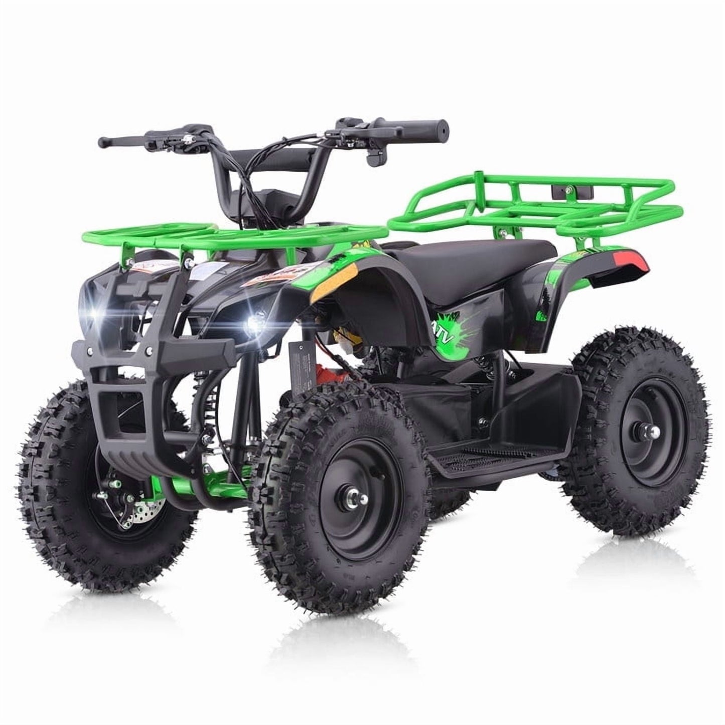 QEASET Electric atv Dirt Quad, 36V 500W Motor, 12-16mph Speed, Twist Grip Acceleration & Hand Operated Disc Brakes,Knobby Air Tires, Multiple Colors, Holiday Gifts