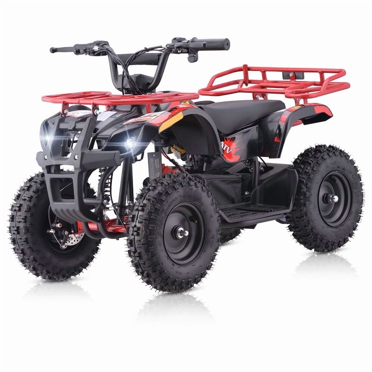 QEASET Electric atv Dirt Quad, 36V 500W Motor, 12-18mph Speed, Twist Grip Acceleration & Hand Operated Disc Brakes,Knobby Air Tires, Multiple Colors, Holiday Gifts