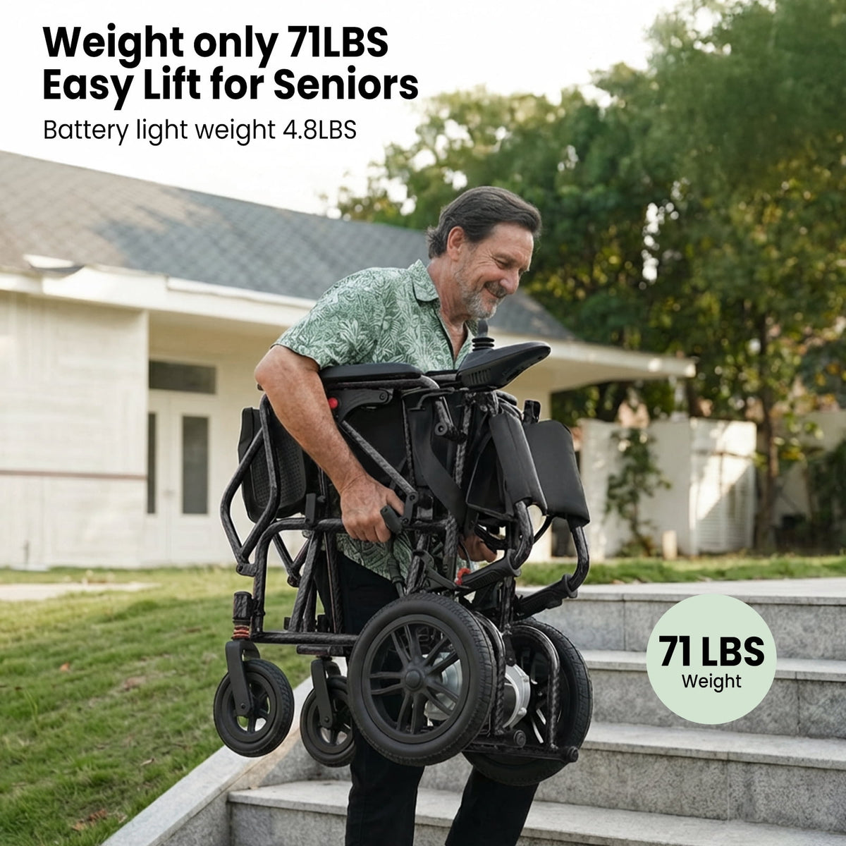 Ostrina Portable Electric Wheelchair,Lightweight Foldable Power Chair for Seniors & Adults,20+ Mile Range All‑Terrain,360°Joystick,286 lbs Capacity(Black)