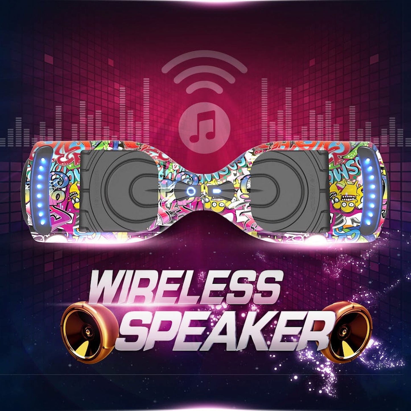 Hoverstar hover board 6.5 In. Flash Wheel Bluetooth Speaker with LED Light Self Balancing Wheel Electric Scooter – Graffiti