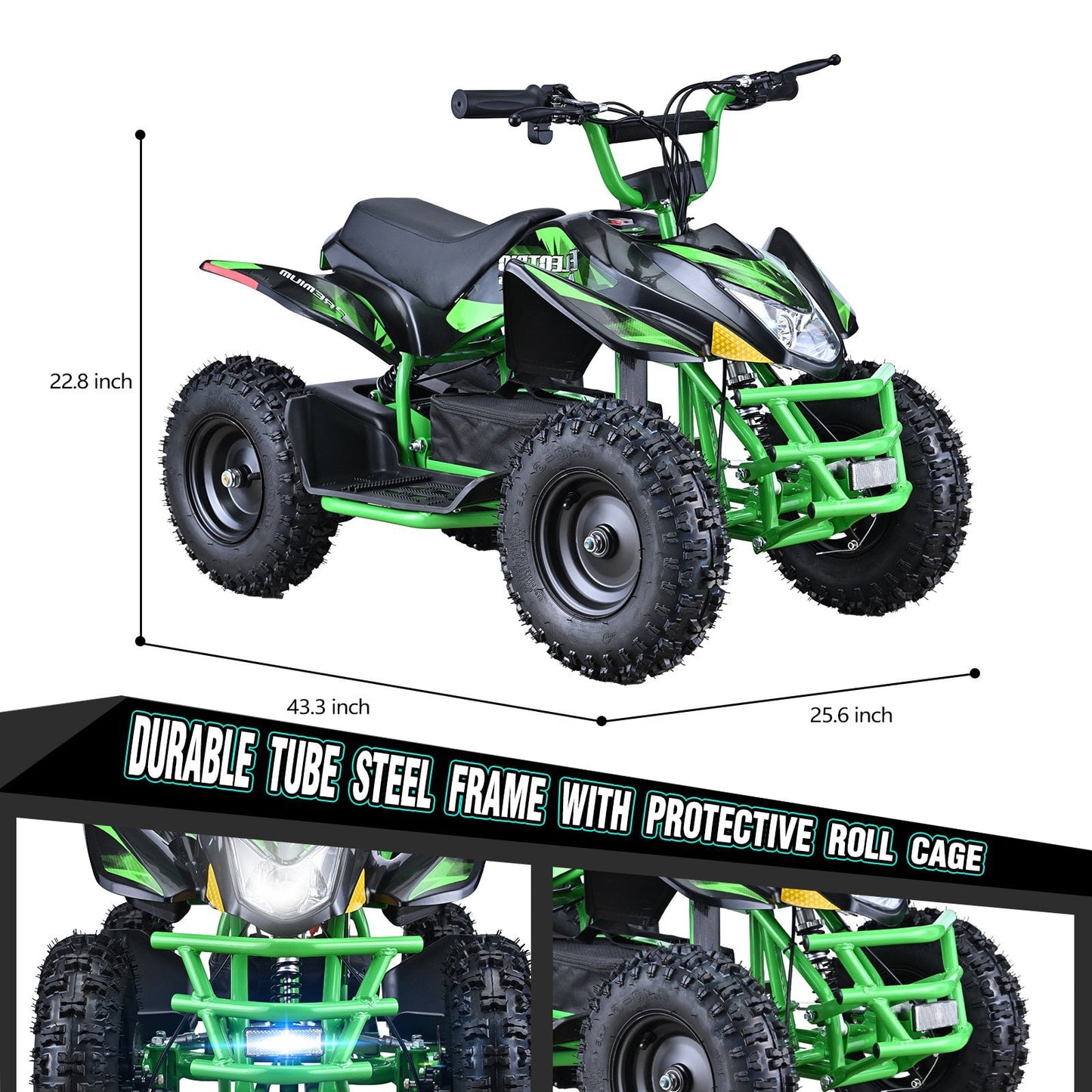 Aoemoe 500W Ride-On Racer – 15mph Speed, 36V Battery, 45–60 Min Play, Green
