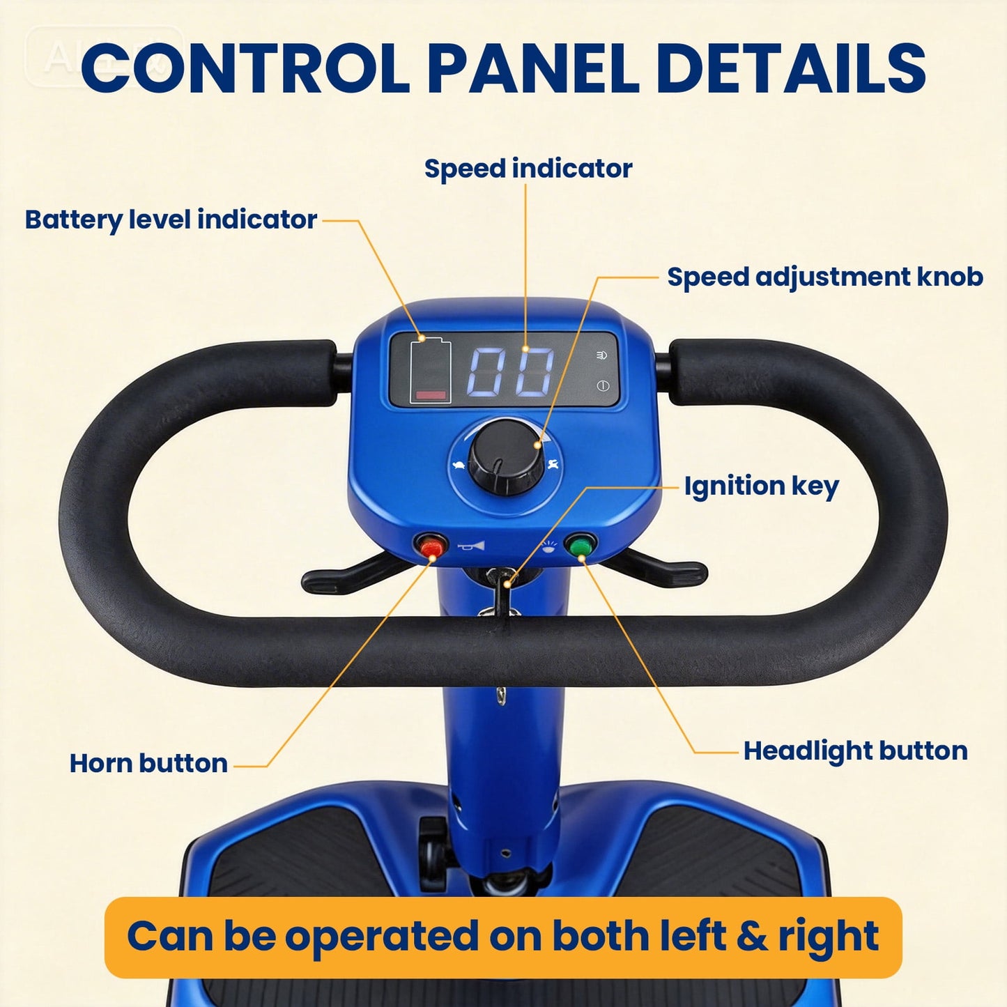 Easy-to-Use Mobility Scooter,Senior Friendly,300lbs Capacity,Blue