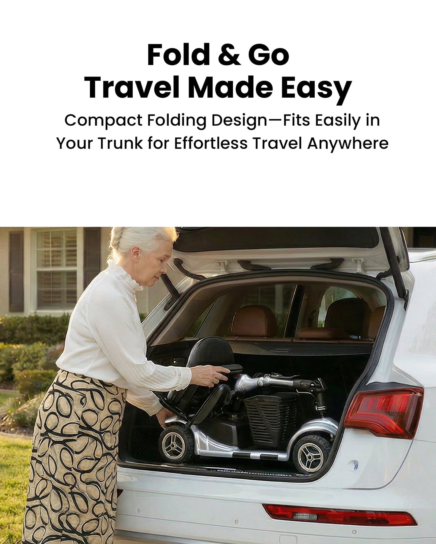 QEASET 4 Wheel Mobility Scooter,Mobility Scooter for Adults, Senior, Electric Powered Chargeable Device for Travel, Gifts for the elderly