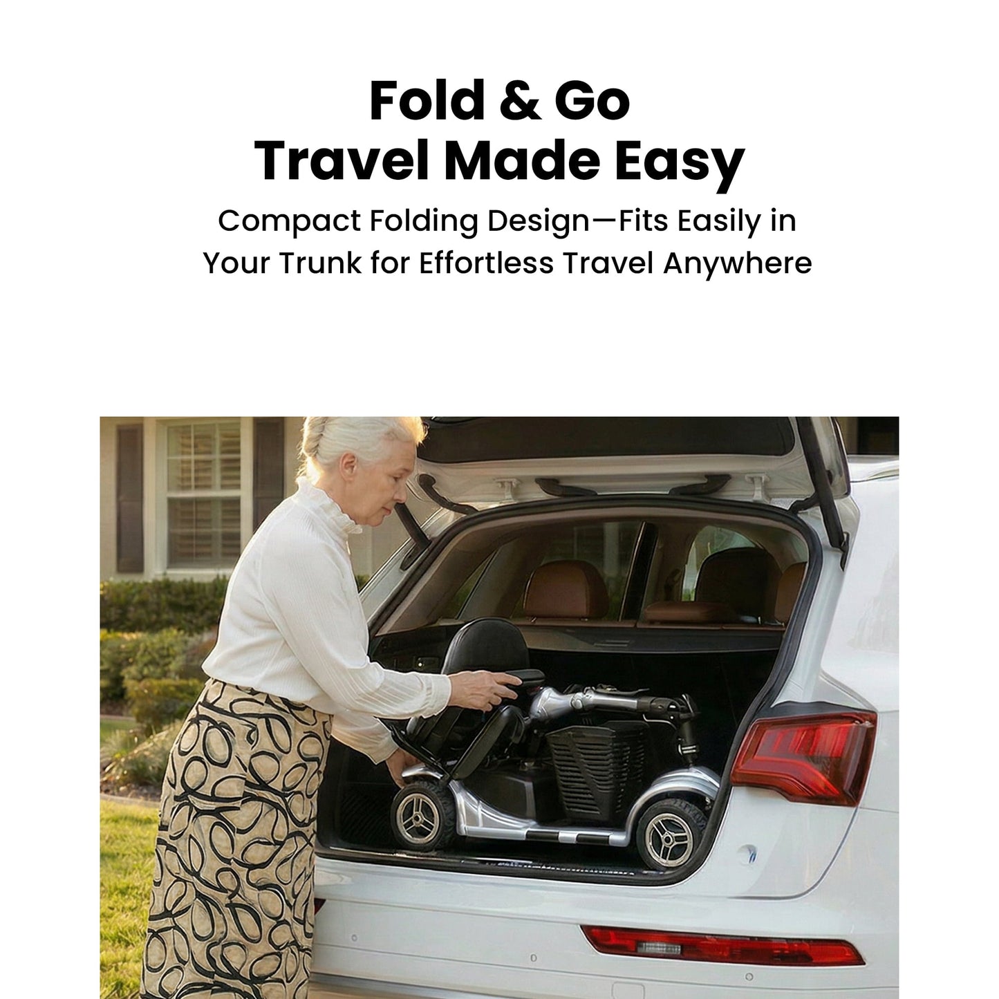 QEASET 4 Wheel Mobility Scooter,Mobility Scooter for Adults, Senior, Electric Powered Chargeable Device for Travel, Gifts for the elderly