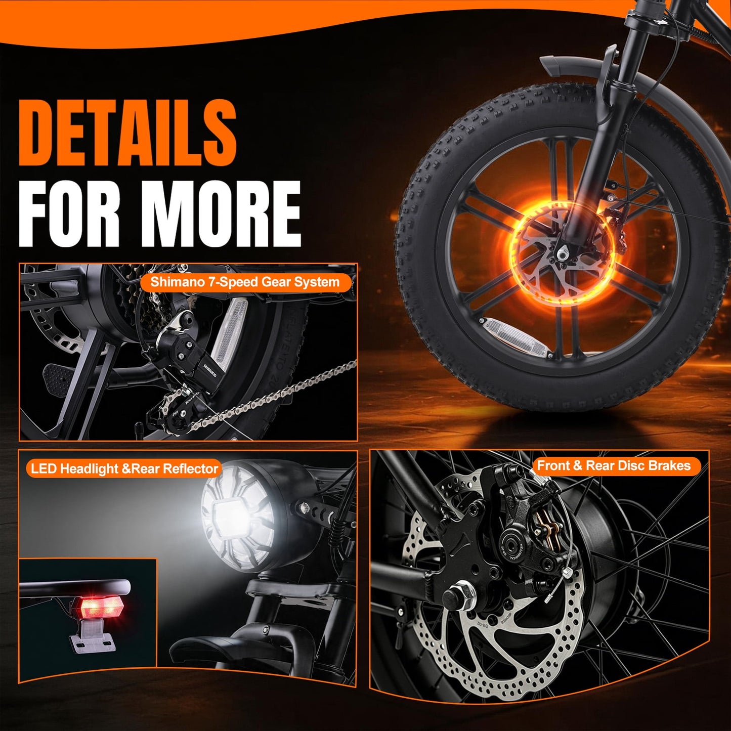 Arshin 20“Fat Tire Electric Bike for Adults,Off-Road Ebike,1500W Peak Motor,28 MPH Max Speed,7-Speed,48V 15Ah Battery,UL2849 Certified,Ages 16+ (Black)