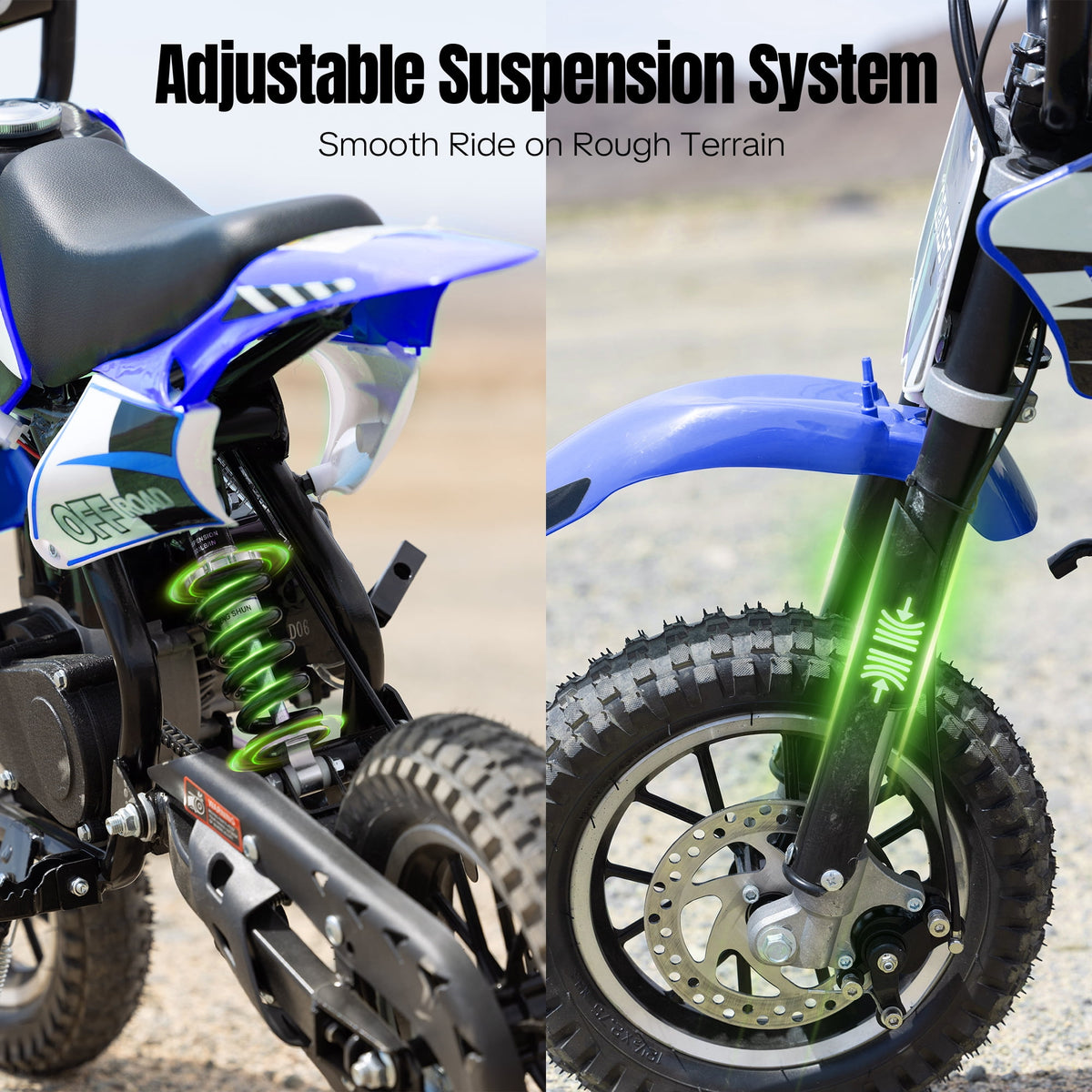 QEASET 39 CC 4-Stroke Dirt Bike, Gas Powered Mini Bike, Blue2