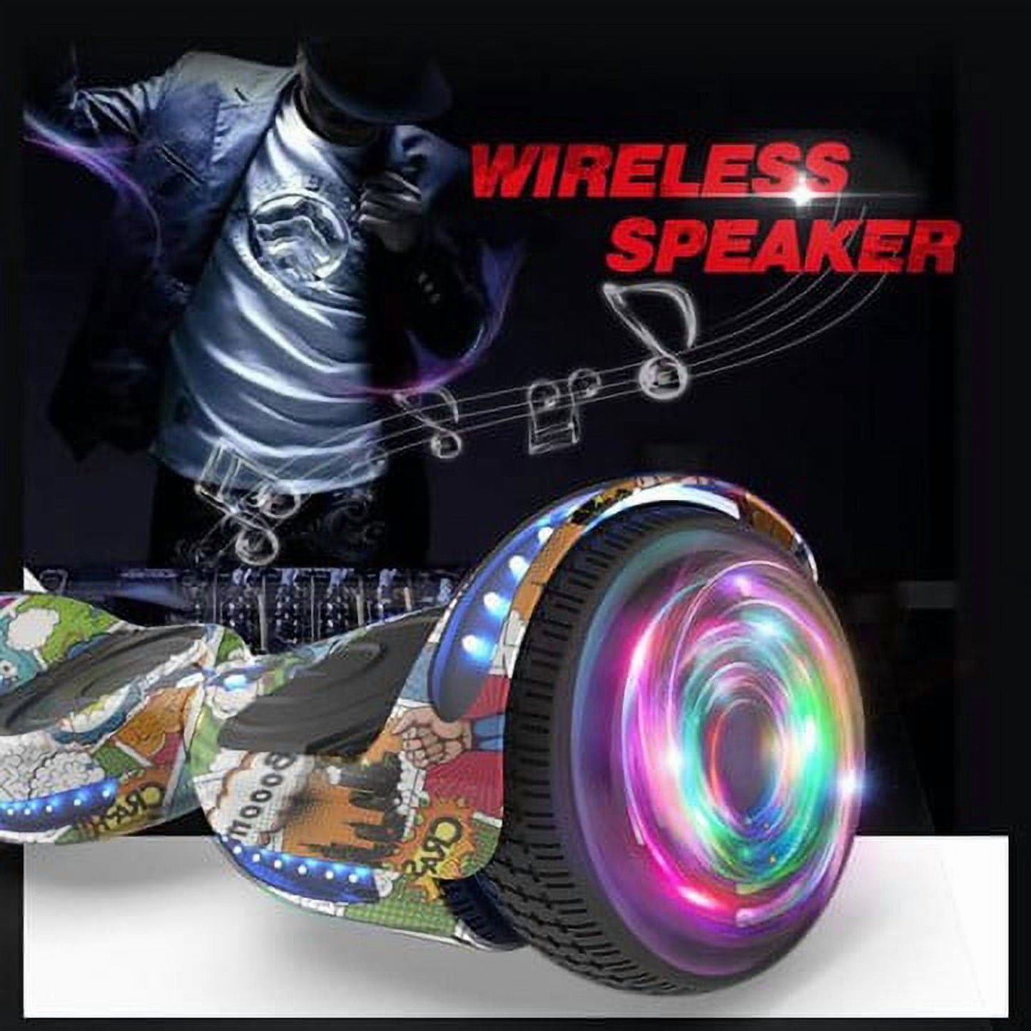 Hoverstar Flash Wheel Hoverboard 6.5 In., Bluetooth Speaker with LED Light, Self Balancing Wheel, Electric Scooter, Super Hero