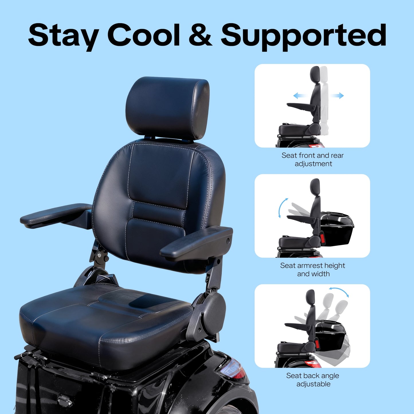 Upgrade Heavy Duty 4 Wheel Mobility Scooters for Seniors & Adults 500lbs Capacity,Arshin 800W All Terrain Fast Mobility Scooter for Travel,Electric Powered Chair,25 Miles Rang,Remote Key(Black)