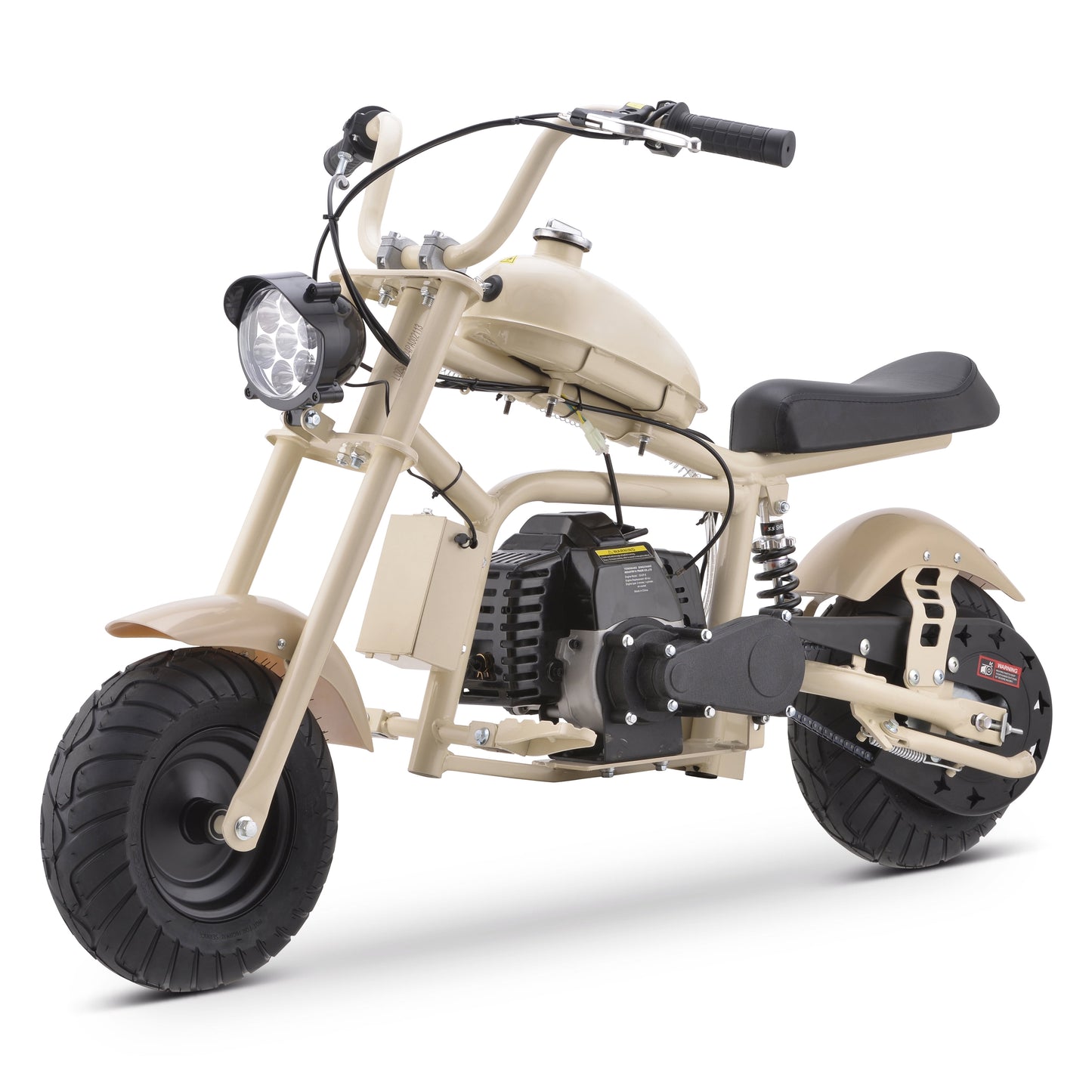 Aoemoe 49cc Gas Mini Chopper for Teens & Adults, Dirt Bike with Headlight, Rear Shock, Disc Brakes, 20MPH, Sand