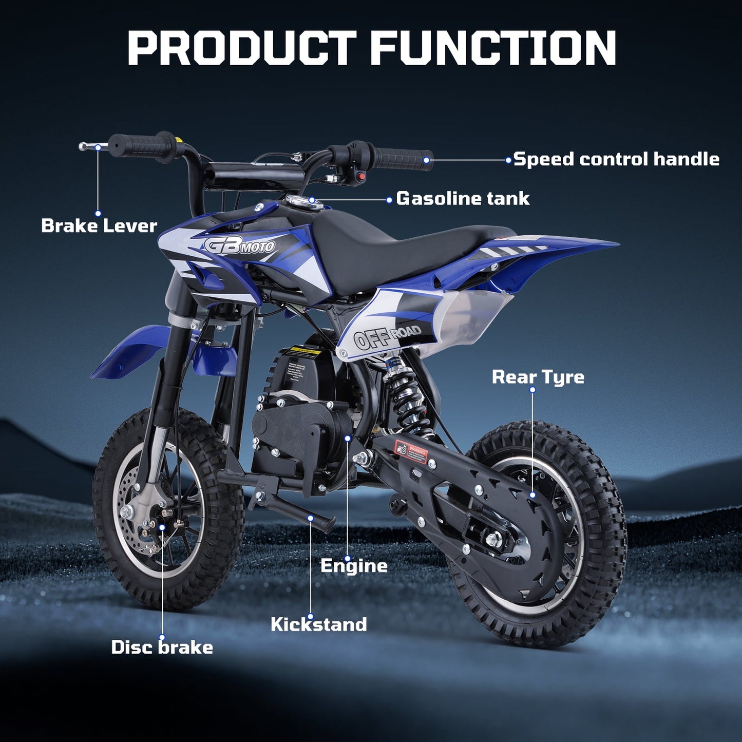 DB1 Gasoline 50CC Dirt Bike, BLUE