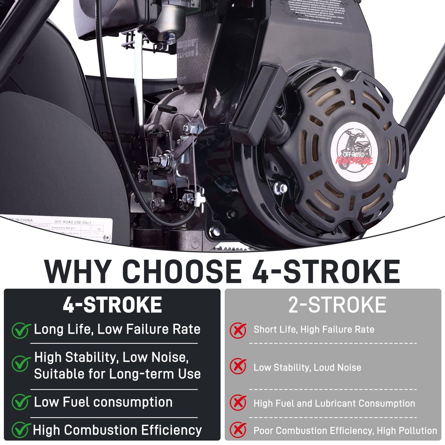 Aoemoe 99CC MB001 Gasoline Mini Dirt Bike,4-Stroke 18MPH Off Road Motorcycle, Weight Support Up to 165 LBS - Black