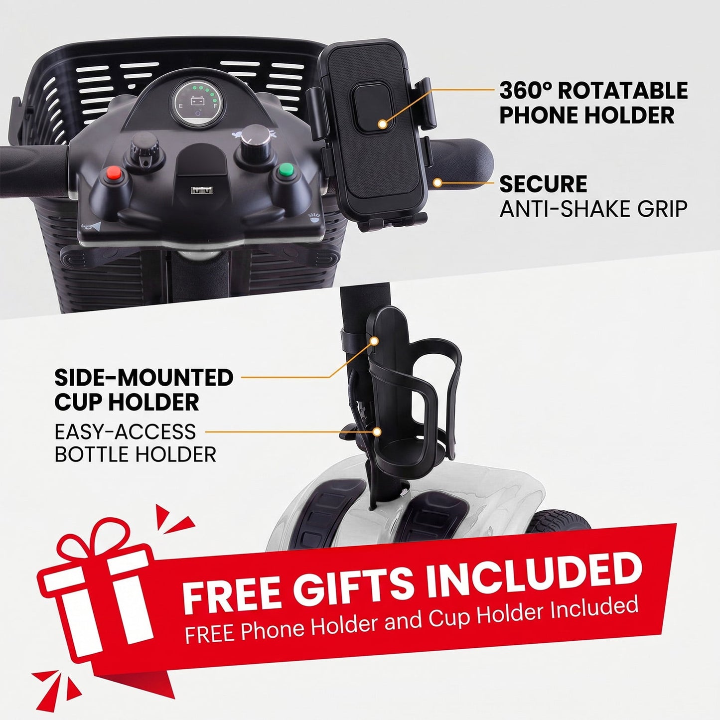 Arshin Upgrade 4 Wheels Mobility Scooter with Removable Battery,Compact Heavy Duty Mobile for Travel,Foldable Powered Wheelchair for Adult,300lbs,Silver