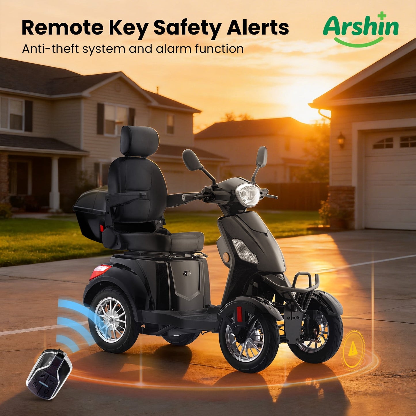 Upgrade Heavy Duty 4 Wheel Mobility Scooters for Seniors & Adults 500lbs Capacity,Arshin 800W All Terrain Fast Mobility Scooter for Travel,Electric Powered Chair,25 Miles Rang,Remote Key(Black)