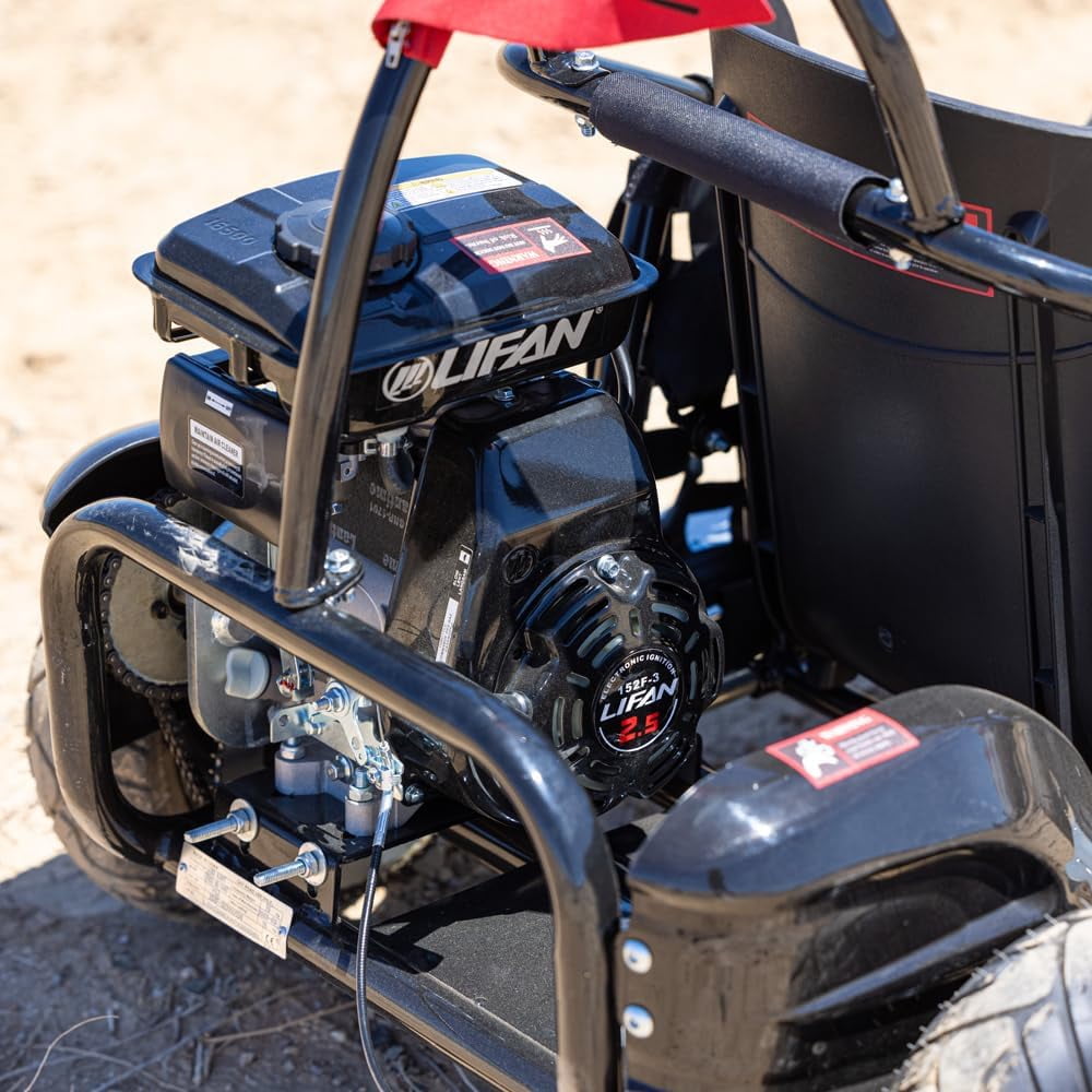 QEASET 79cc 1-Seater Gasoline Go-Kart, 4-Stroke 2.5HP, 13" Front and Rear All Terrain Tires(Black)