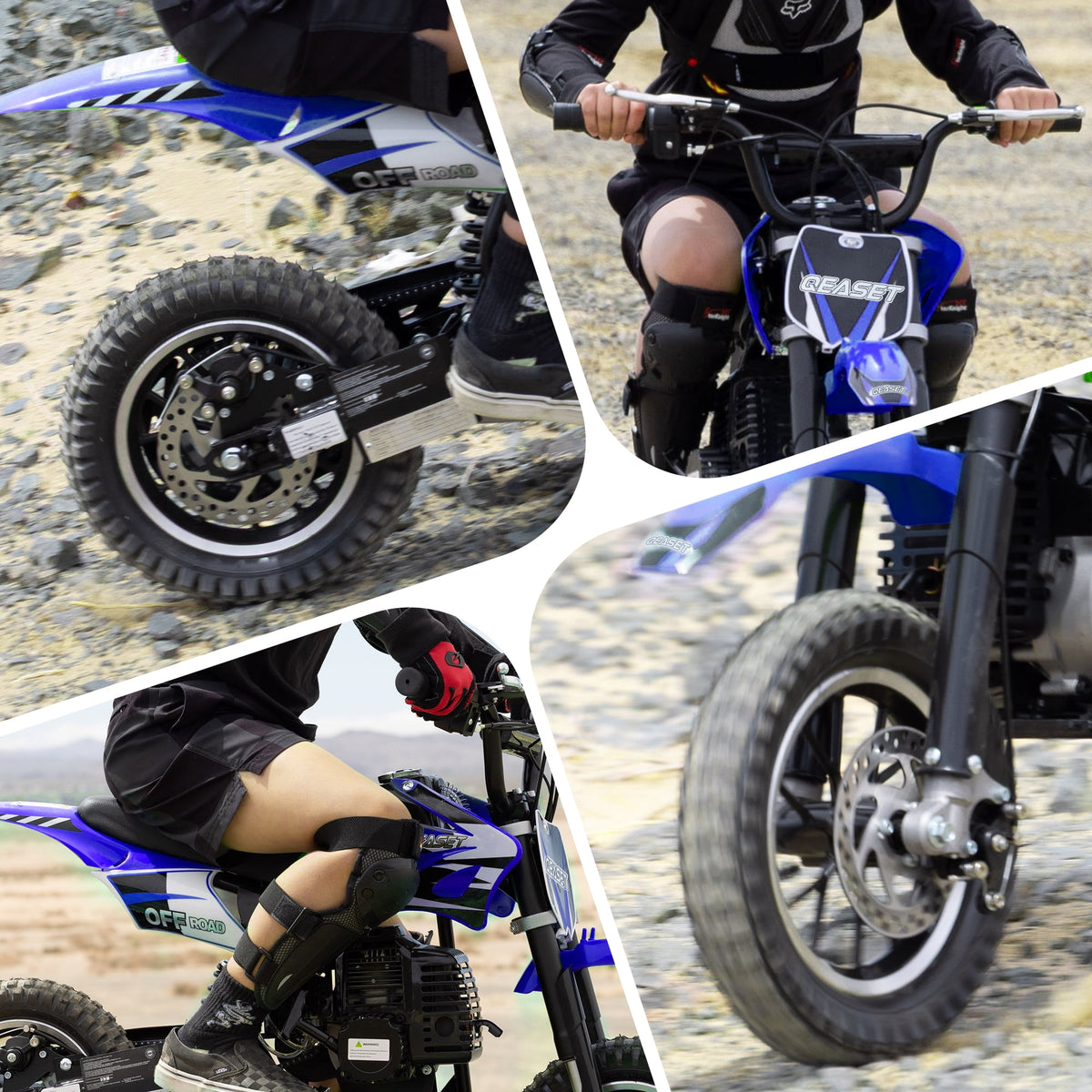 QEASET 39 CC 4-Stroke Dirt Bike, Gas Powered Mini Bike, Blue2