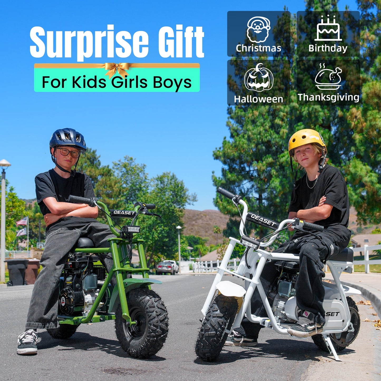 QEASET Mini Dirt Bike – 30 km/h 4-Stroke Off-Road Motorcycle for Teens & Adults,Green