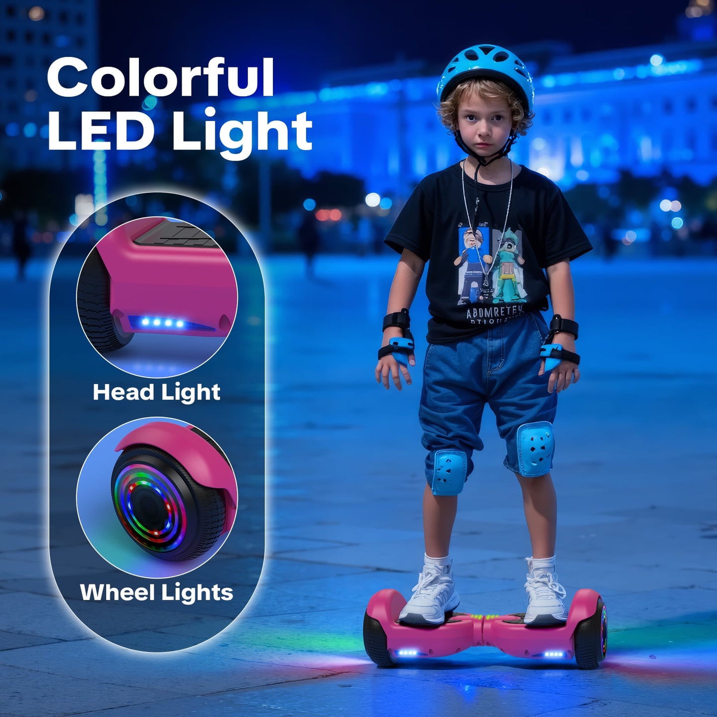 Hoverboard for Kids with 9 mph Max Speed, Tcdjtc Electric Scooters with LED Lights & Bluetooth Speakers, All Terrain Hoverboard for Adults, Off Road Hoverboard with UL2272 Certified