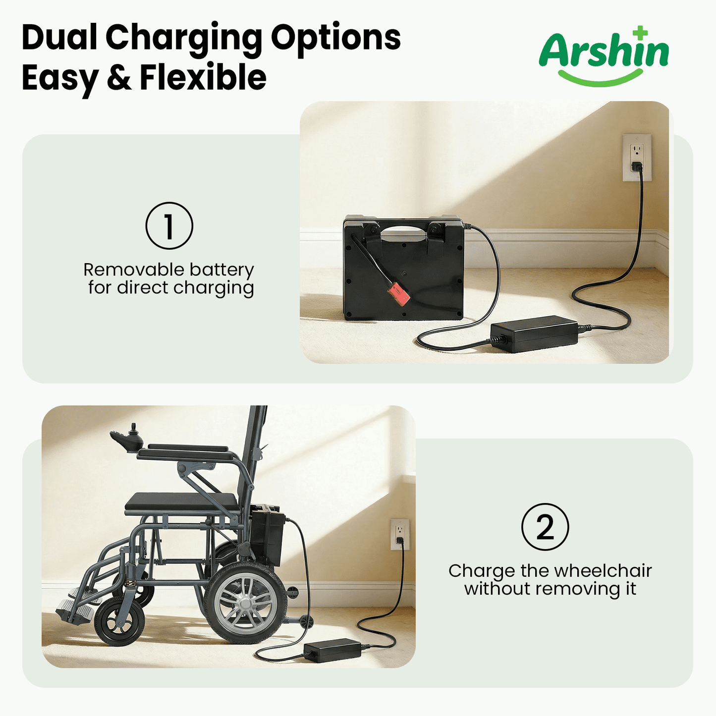 Arshin Foldable Electric Wheelchair for Seniors,All Terrain Motorized Wheelchair for Seniors with Detachable Battery,Warranty,Blue
