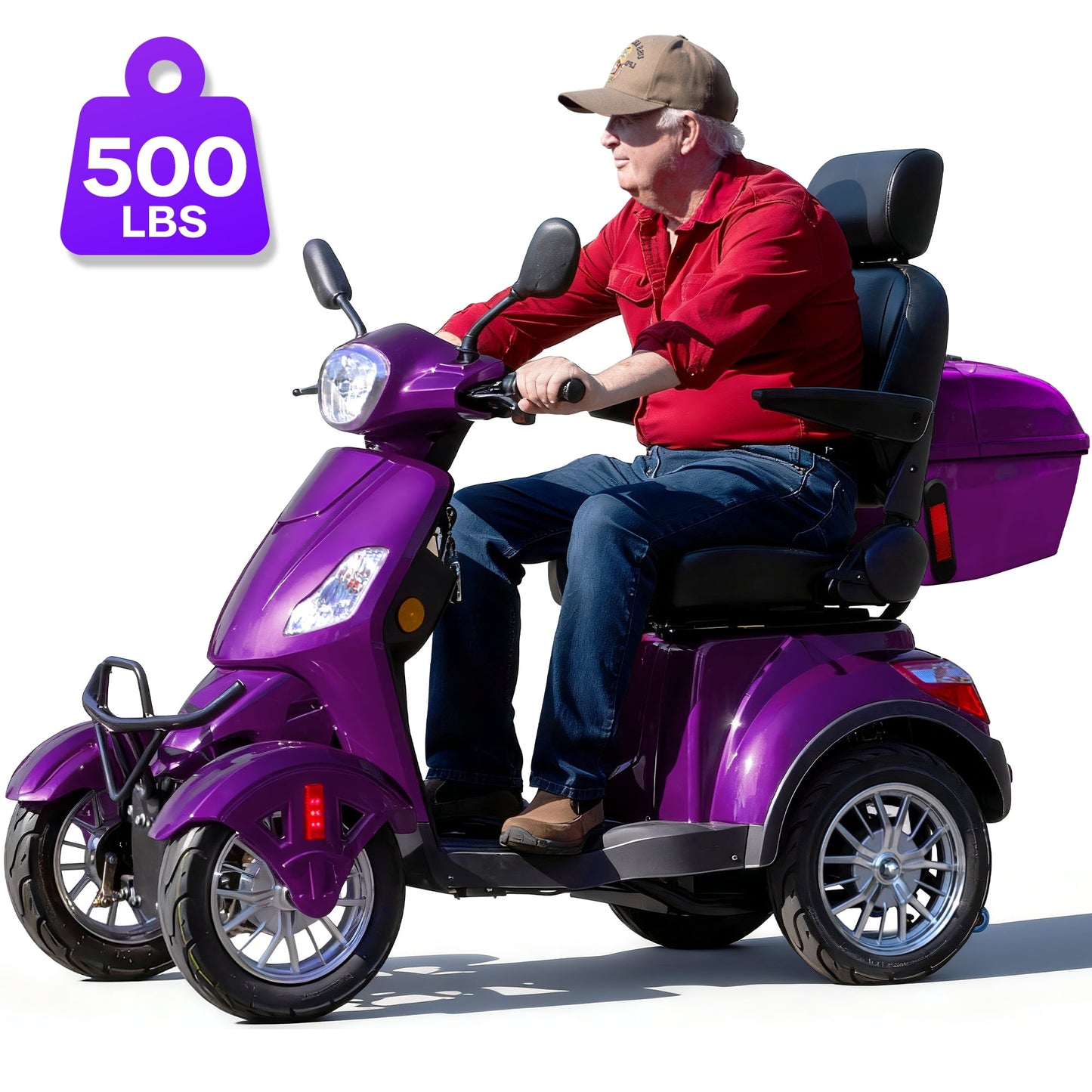 Arshin Mobility Scooter for Seniors & Adults–500lbs Capacity Heavy Duty 4-Wheel Electric Scooter,800W Motor,Long Range Battery(25 Miles),Speed Adjustable 7.5–15 mph,Full Accessories(Purple)