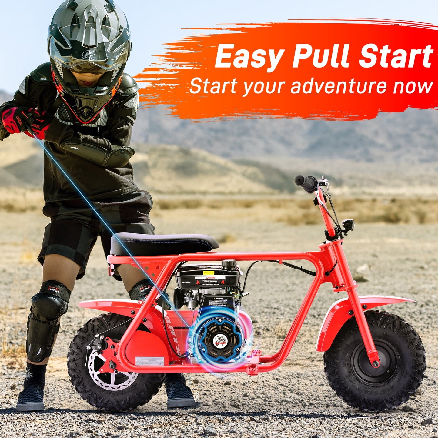 99CC MB001 Gasoline Mini Dirt Bike,4-Stroke 18MPH Off Road Motorcycle, Weight Support Up to 165 LBS - Red