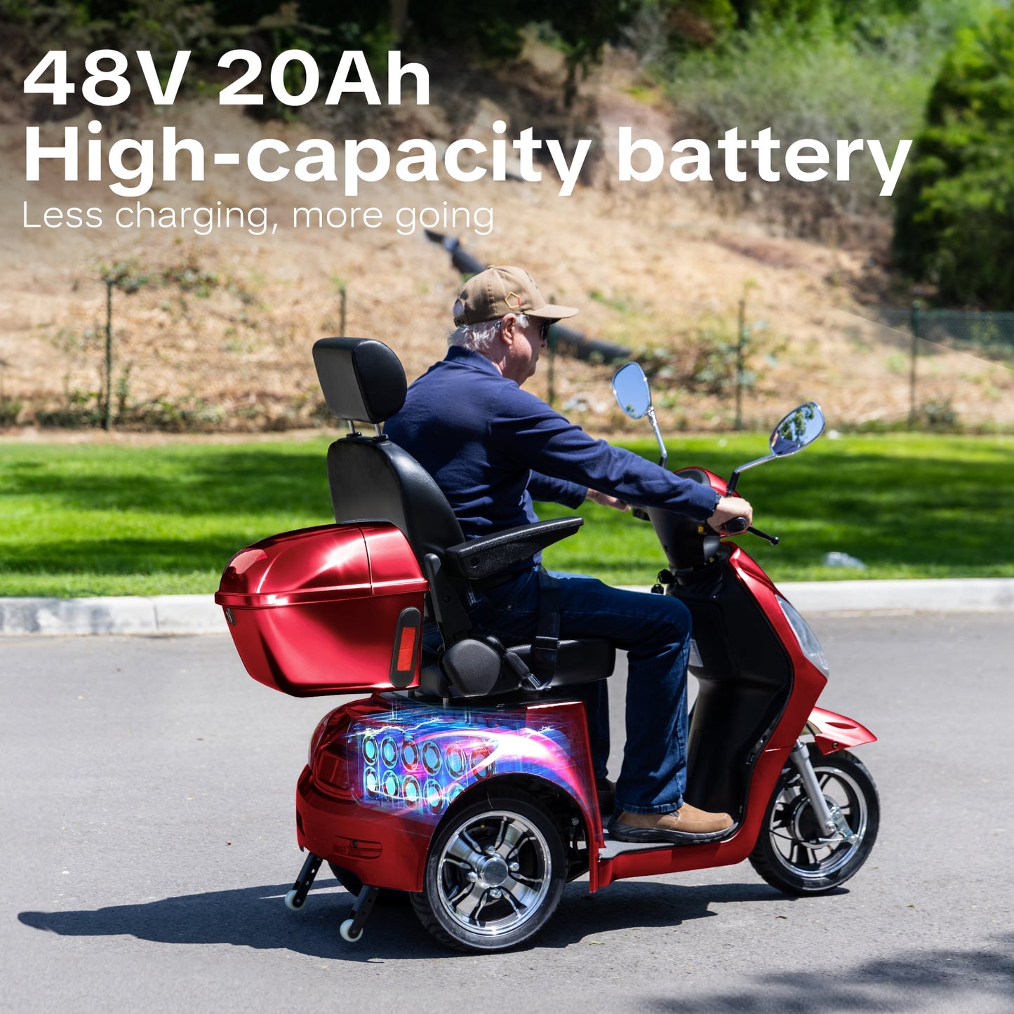 Upgrade Heavy Duty 3 Wheel Mobility Scooter for Seniors & Adults 500lbs Capacity,Arshin Electric Powered Wheelchair Device for Travel,800W All Terrain Mobility Scooter,31 Miles Range,7-15 Mph(Red)