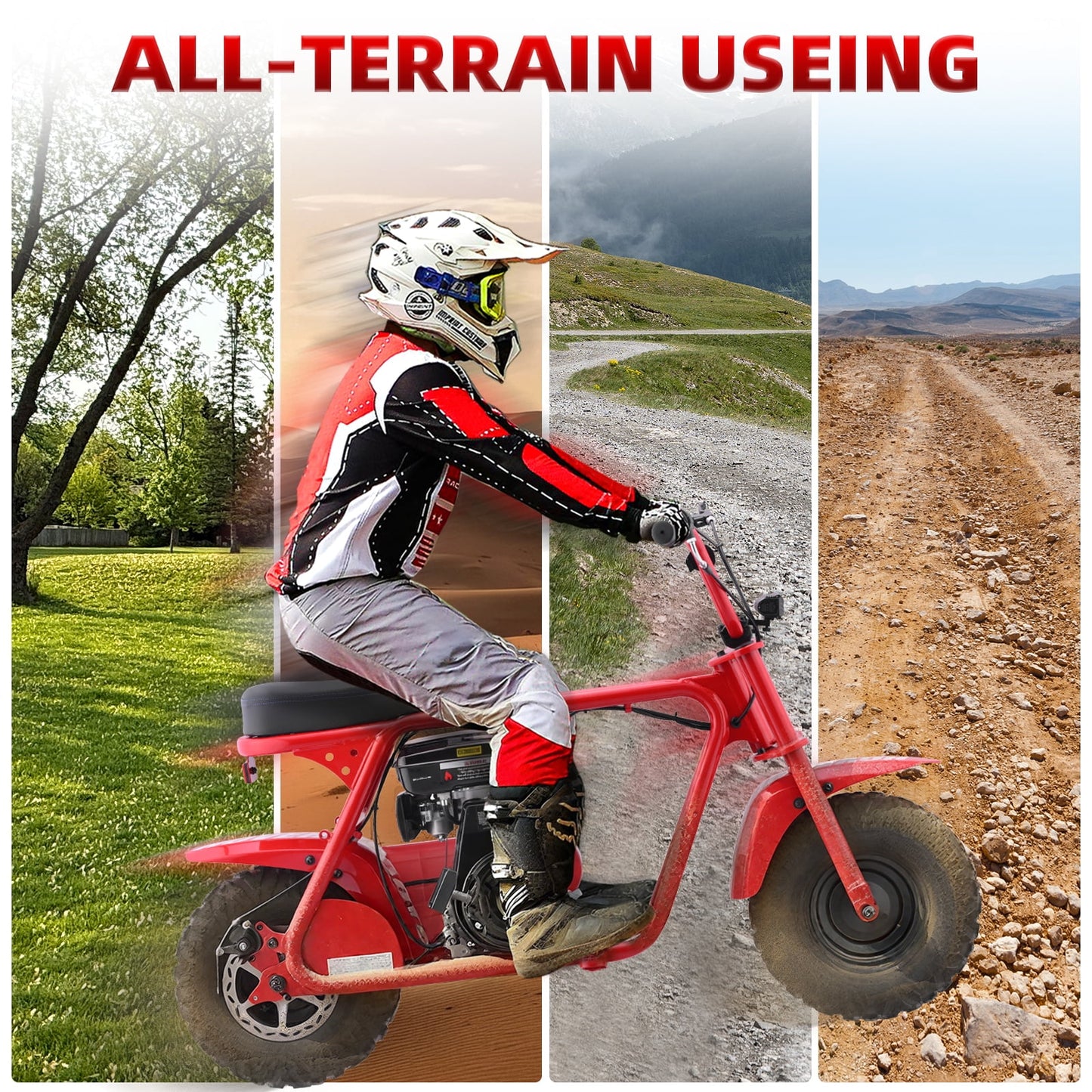Aoemoe MB001 Gas Powered Mini Dirt Bike 99CC for Teens and Adults, 22MPH Off Road Motorcycle, Weight Support Up to 200 LBS - Red