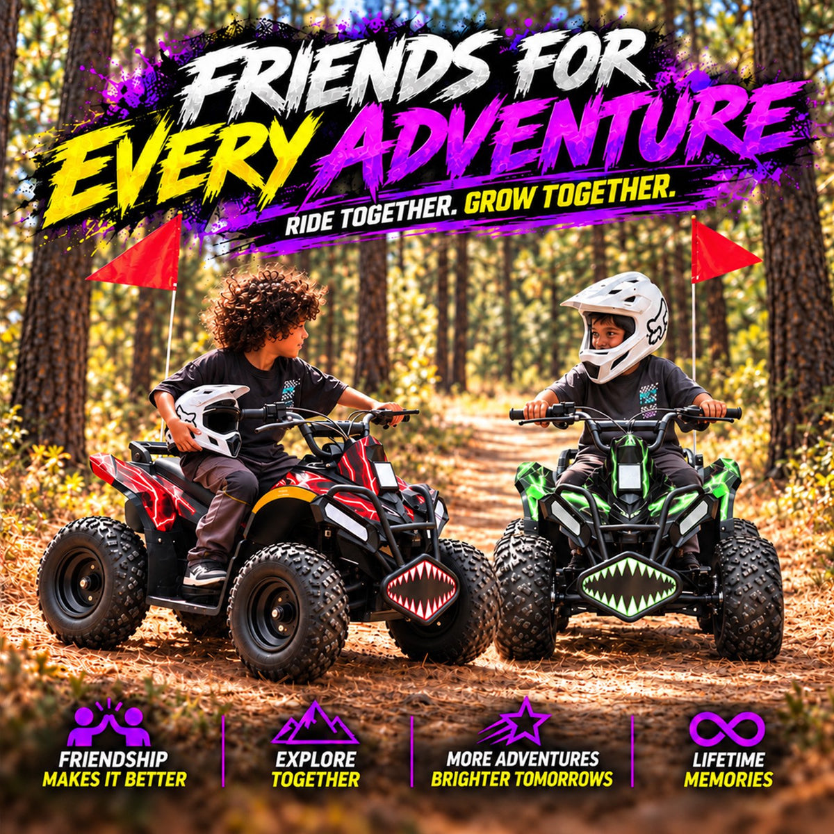39cc Teen Gas ATV, Gas Powered 4 Wheeler for Teens 16+, 4-Stroke Beginner ATV, Up to 15 MPH, Adjustable Speed, Safety Switches, Front & Rear Brake - Green