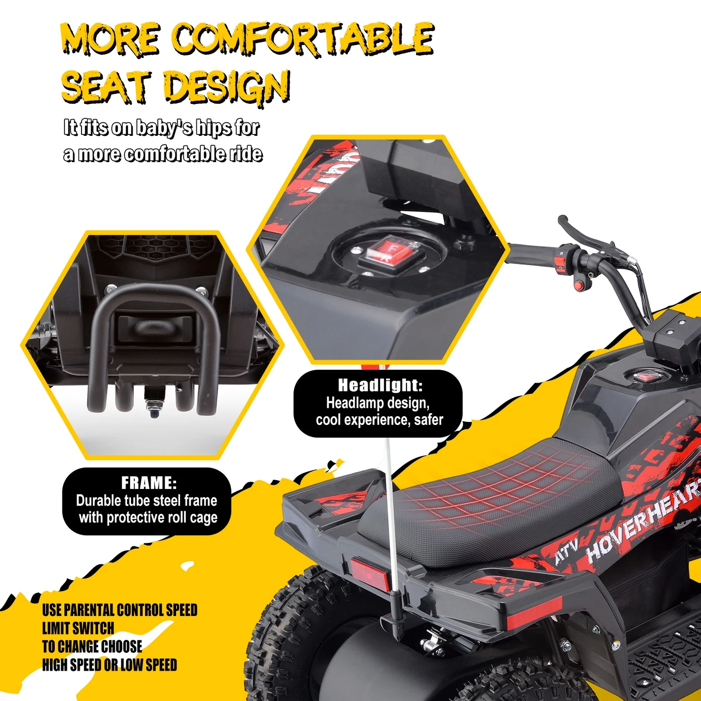 QEASET Motorcycle, Motorized Dirt Bikes for kids 8-14, 36V 500W – 15.5 MPH Top Speed, Dual Suspension, Red