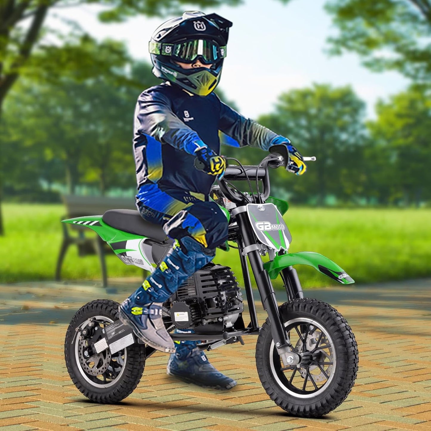 WAWA 49CC Dirt Bike, Mini Bike 2-Stroke Gas Powered off Road with Max Speed 20MPH, Pull Start