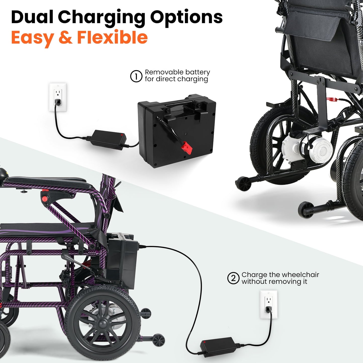 Arshin Electric Wheelchairs for Adults,400W Dual Motors Silent Motorized Wheelchair for Seniors,360°Joystick and 15+ miles Range All Terrain,Lightweight Foldable,397 lbs Capacity(Black)